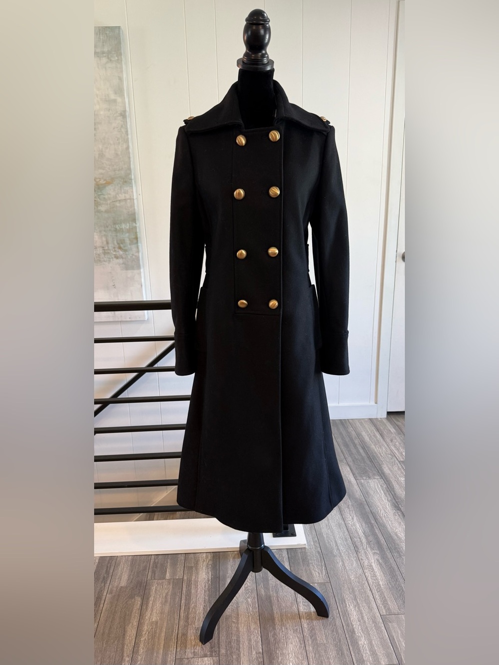 NWT The Limited Black Long Sleeve Double-Breasted Military Coat size small.
